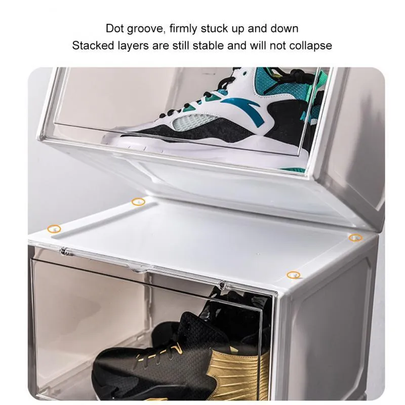 Stackable Clear Sneaker Shoe Box Organizer with Lids 2Pack