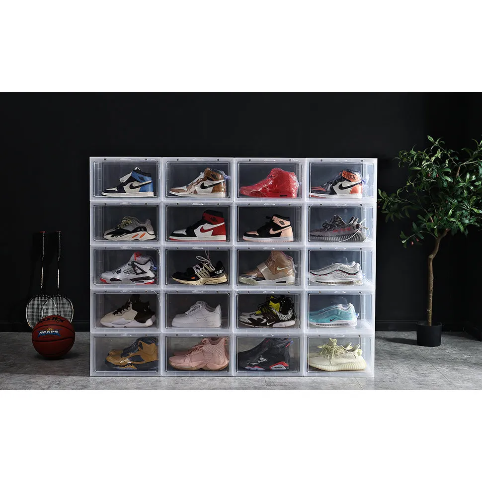 Stackable Clear Sneaker Shoe Box Organizer with Lids 2Pack