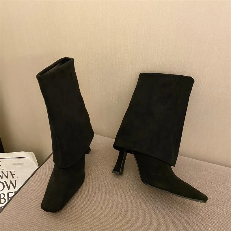 Thin High Heeled Trouser Tube Boots