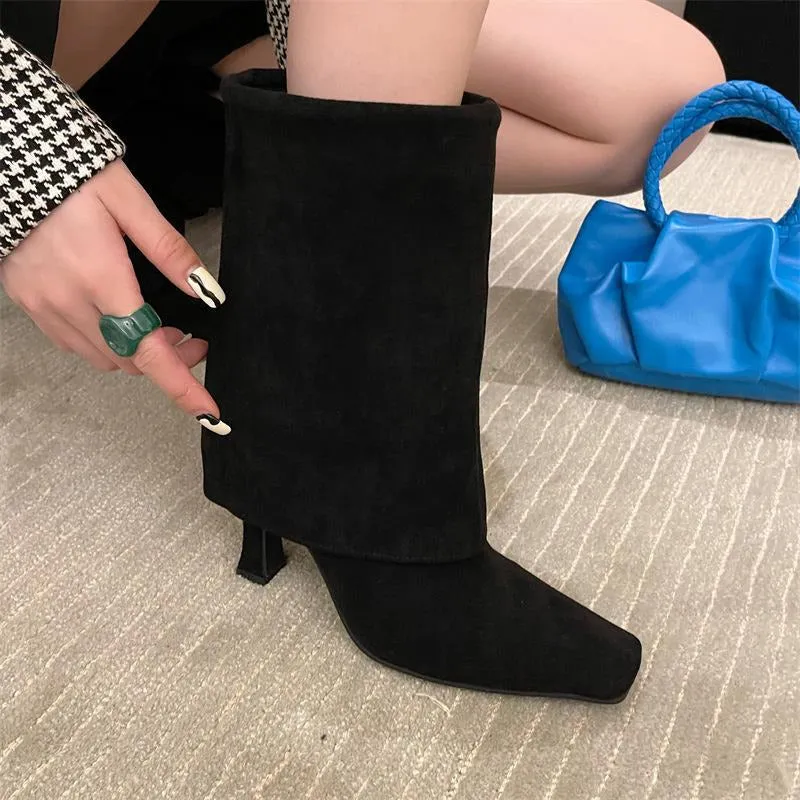 Thin High Heeled Trouser Tube Boots