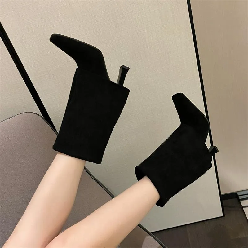 Thin High Heeled Trouser Tube Boots