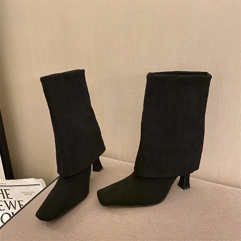 Thin High Heeled Trouser Tube Boots