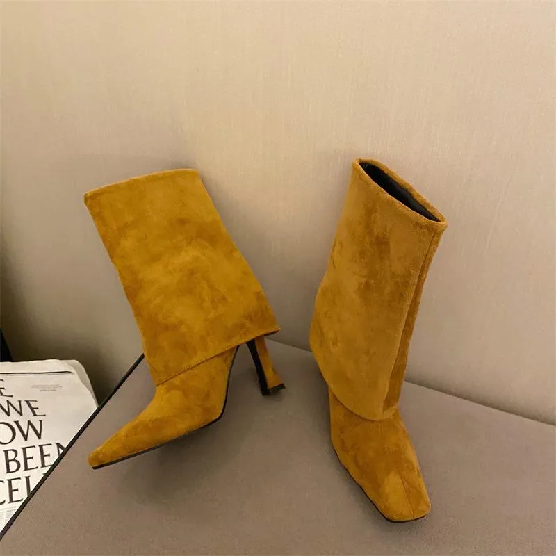 Thin High Heeled Trouser Tube Boots