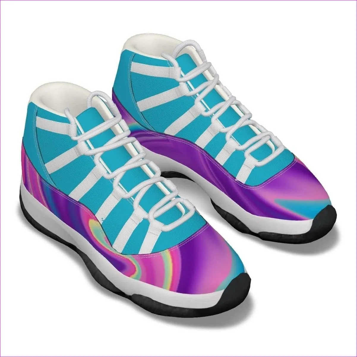 Tie-Dye Cotton Candy Air Blue Women's High Top Basketball Shoes