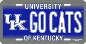 University of Kentucky Go Cats Embossed Metal License Plate