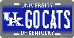 University of Kentucky Go Cats Embossed Metal License Plate