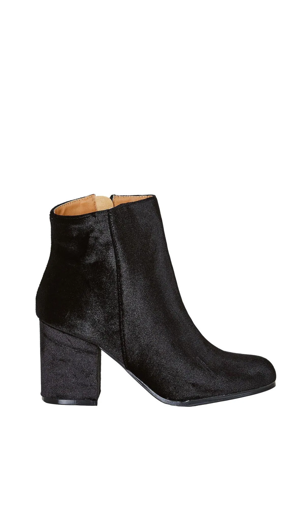 Velour Ankle Booties Black