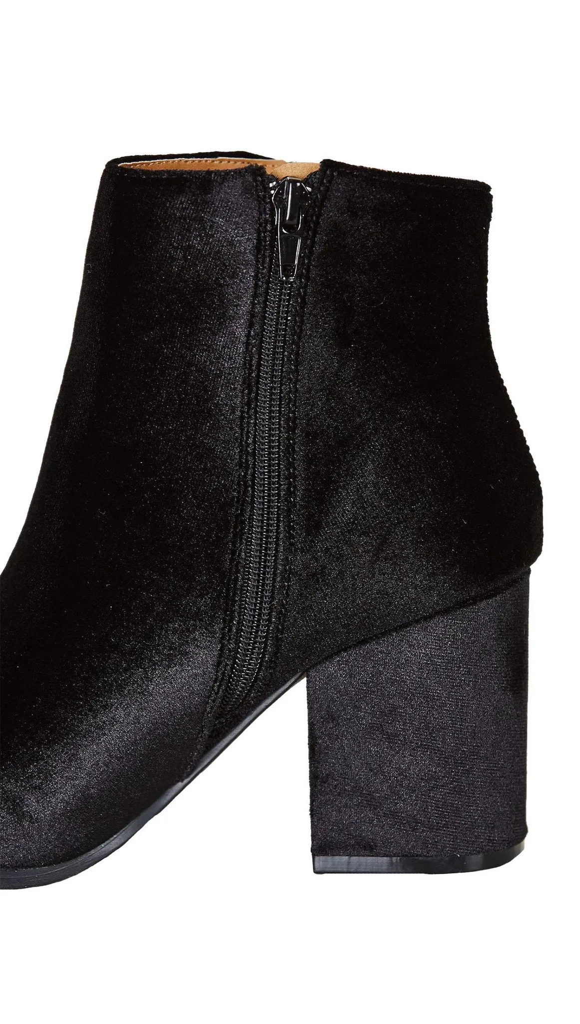 Velour Ankle Booties Black