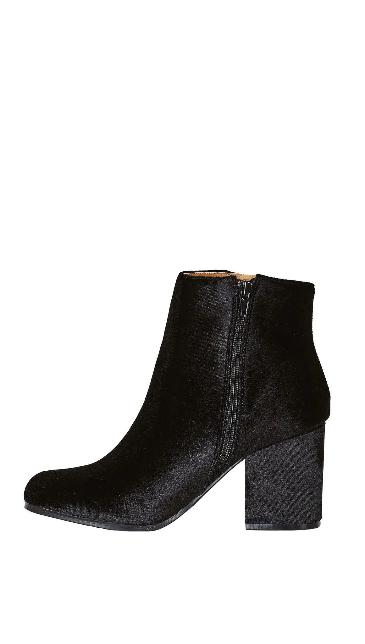 Velour Ankle Booties Black