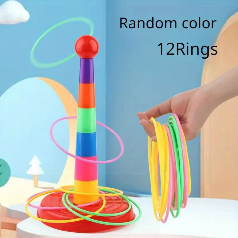 Vibrant Plastic Ring Toss Game Set  Fun Outdoor Entertainment