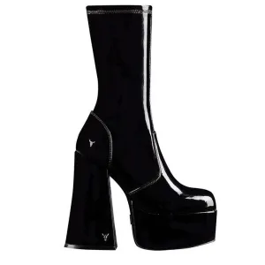 WINDSOR SMITH VIRTUE PATENT BLACK BOOTS