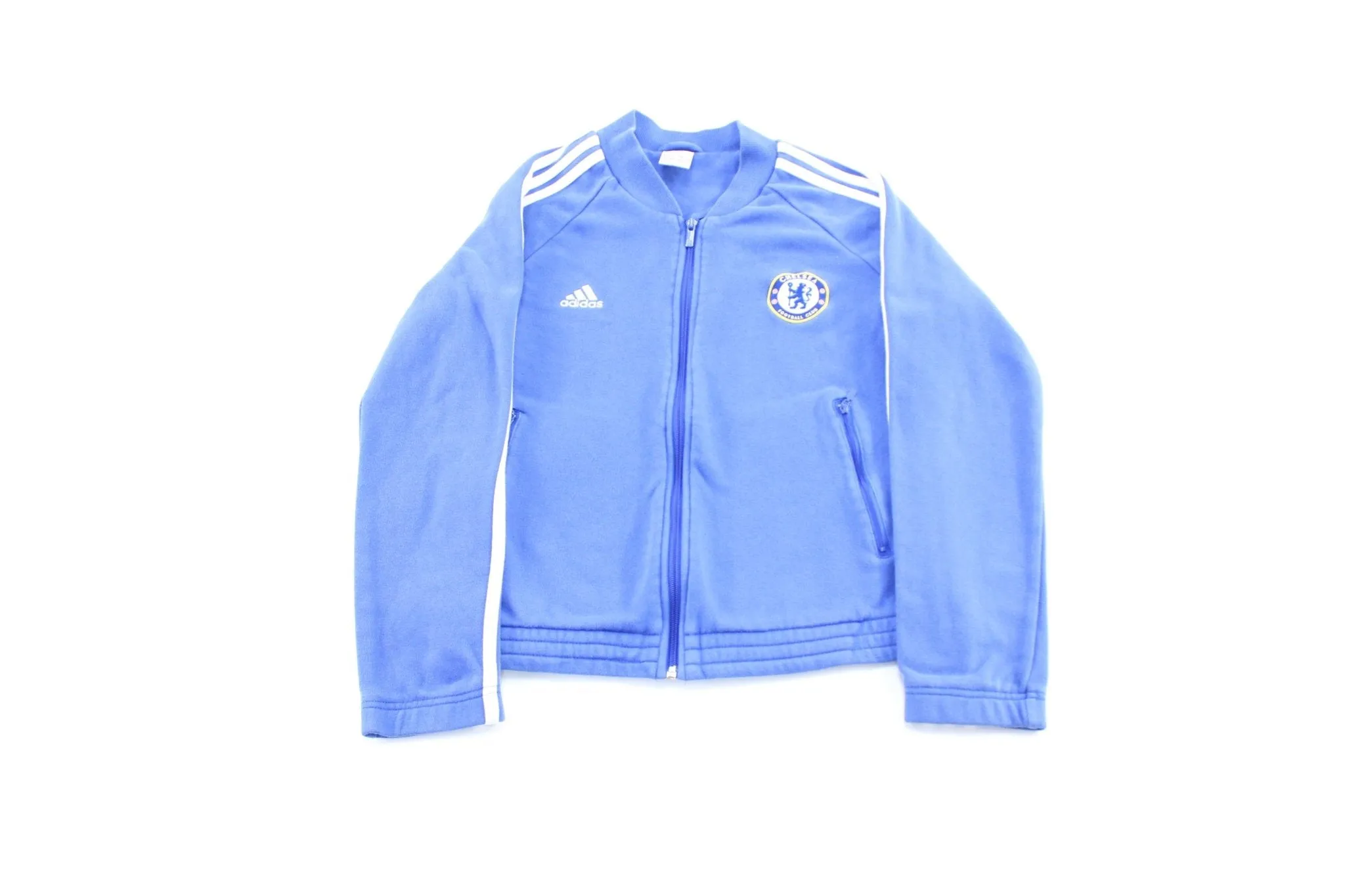 Women's Adidas Embroidered Logo Chelsea Football Club Striped Zip Up Jacket