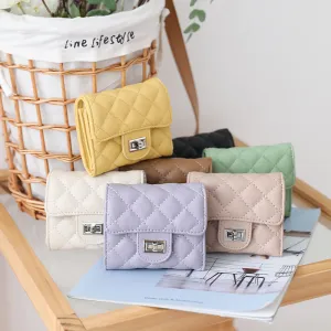 Women's Korean-Style Fashion Diamond Coin Purse Minority All-Match Multifunctional Card Holder Flip Square Buckle 70% off Short Style Wallet