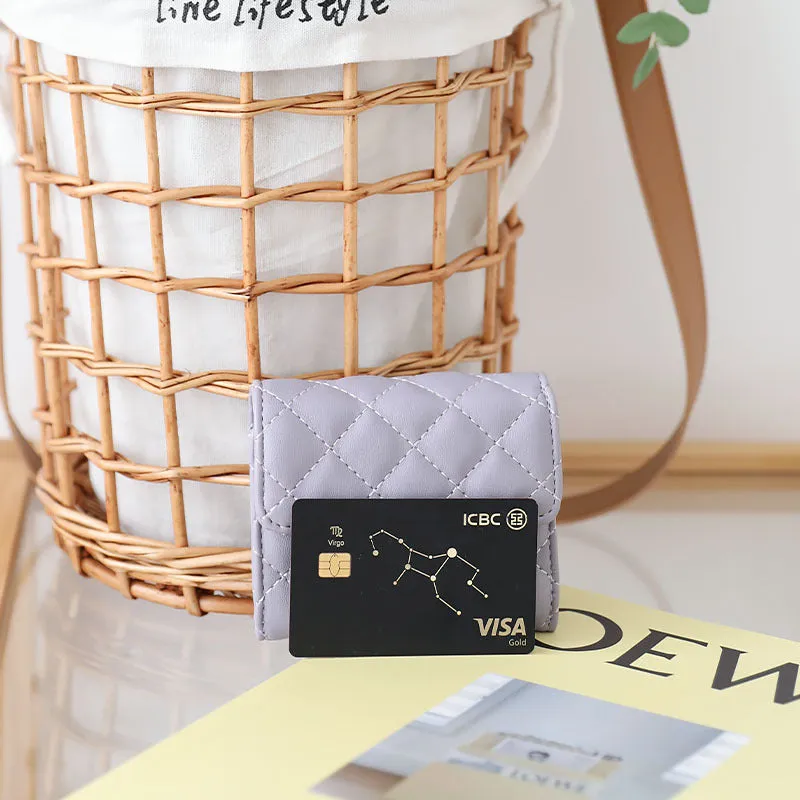 Women's Korean-Style Fashion Diamond Coin Purse Minority All-Match Multifunctional Card Holder Flip Square Buckle 70% off Short Style Wallet