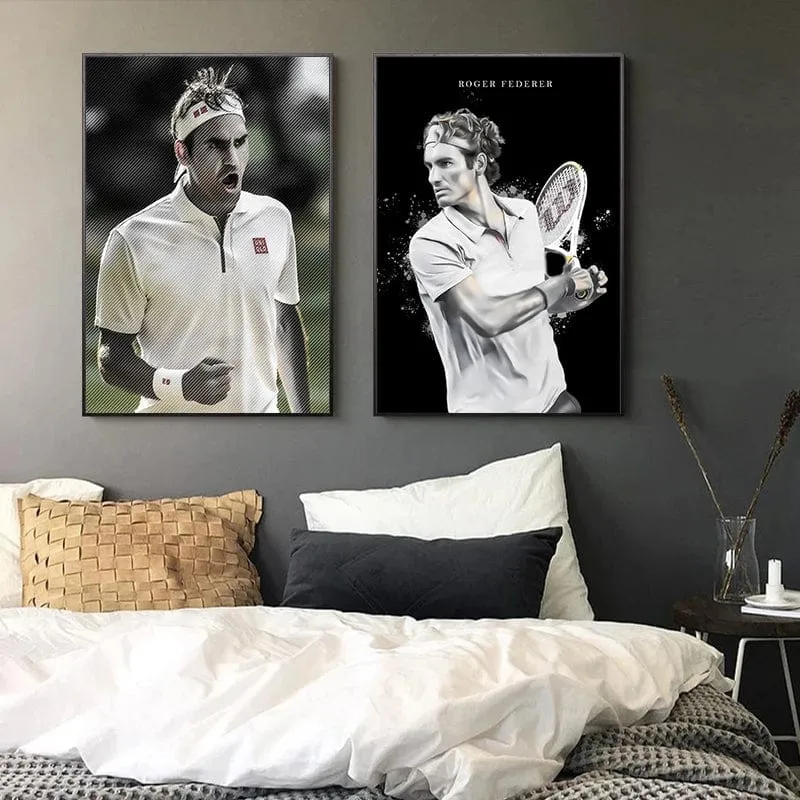 World Tennis Stars Artwork Rafael Nadal Roger Federer Oil Canvas Prints