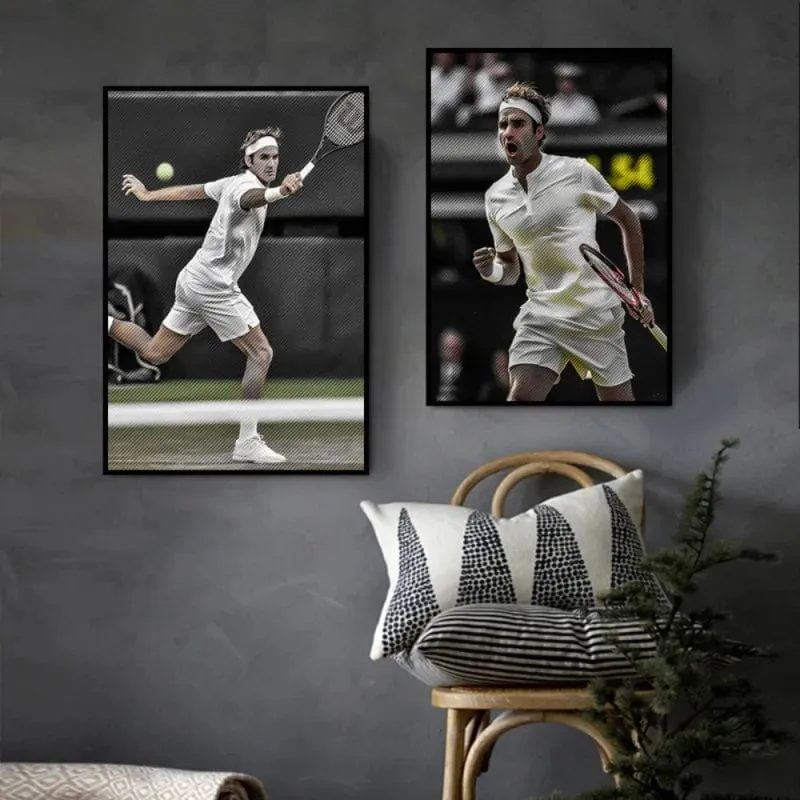 World Tennis Stars Artwork Rafael Nadal Roger Federer Oil Canvas Prints