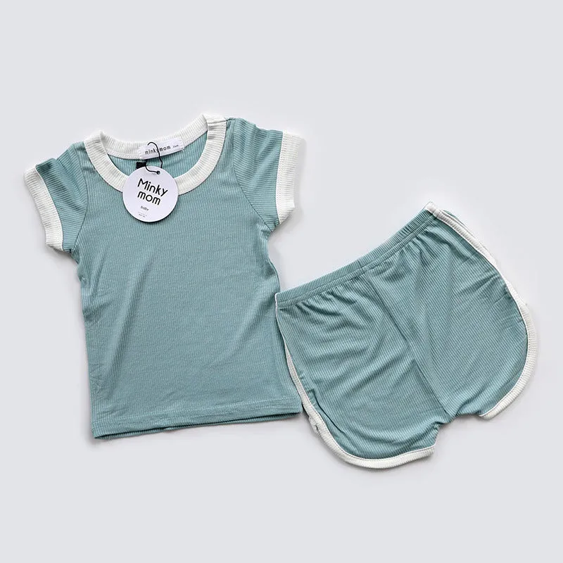 xiangtuibao  minkymom Children's Clothing Summer New Cotton Soft and Comfortable Boys and Girls Baby Children's Sports Short Suit