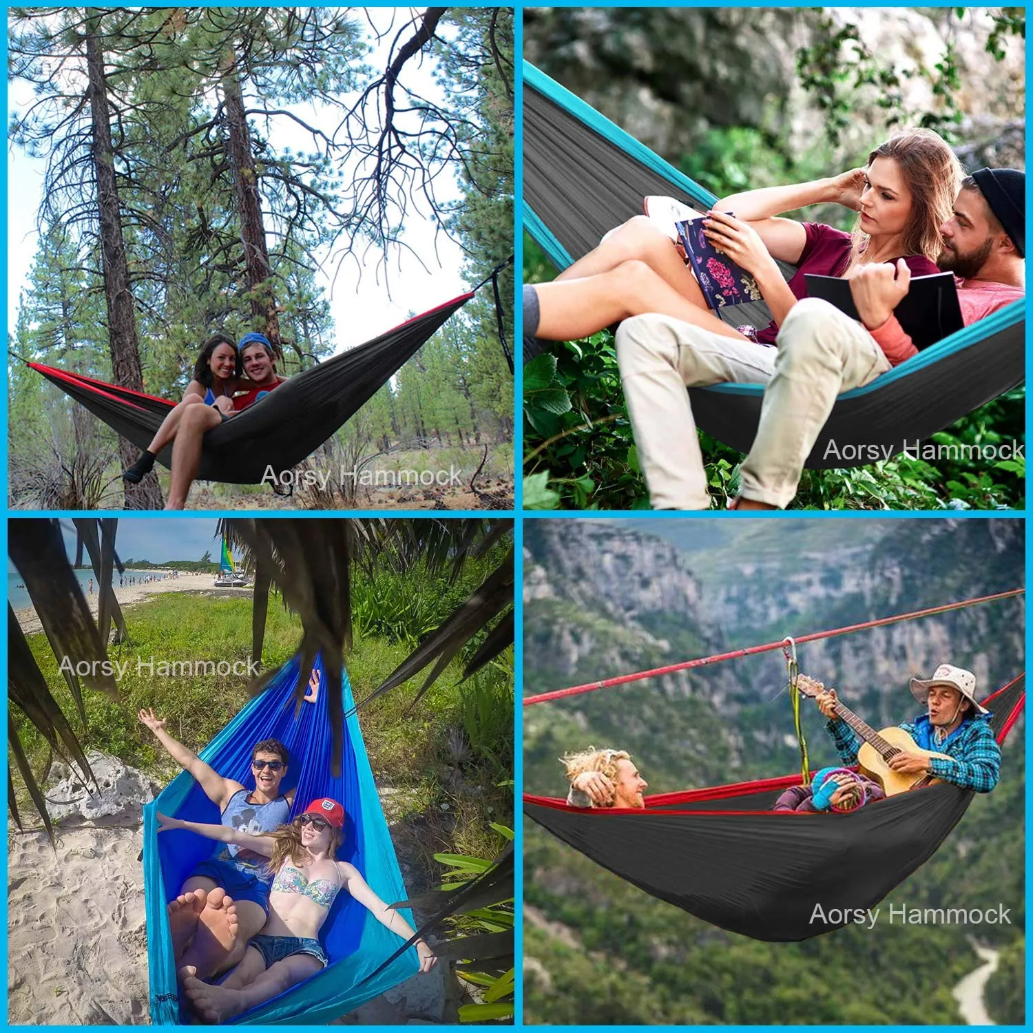 XL Single & Double Parachute Nylon Waterproof Camping Hammock - AORSY