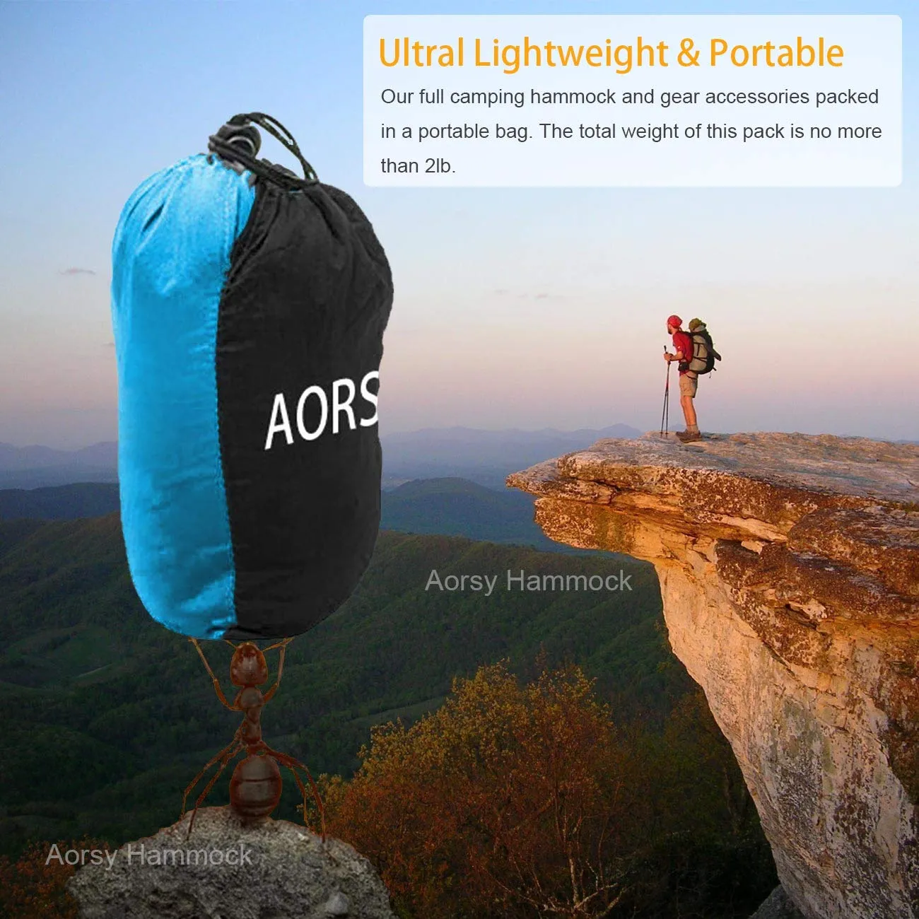 XL Single & Double Parachute Nylon Waterproof Camping Hammock - AORSY